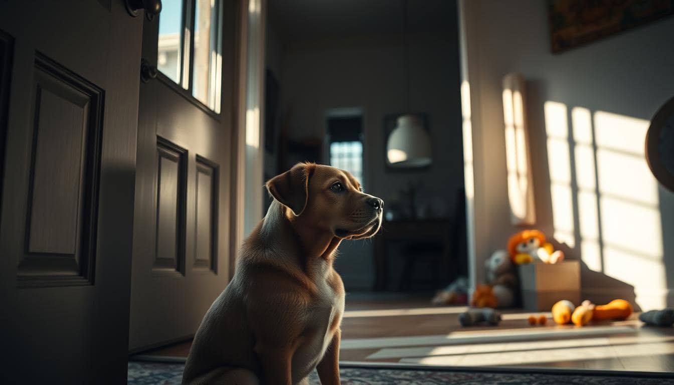 cane piange uscita casa