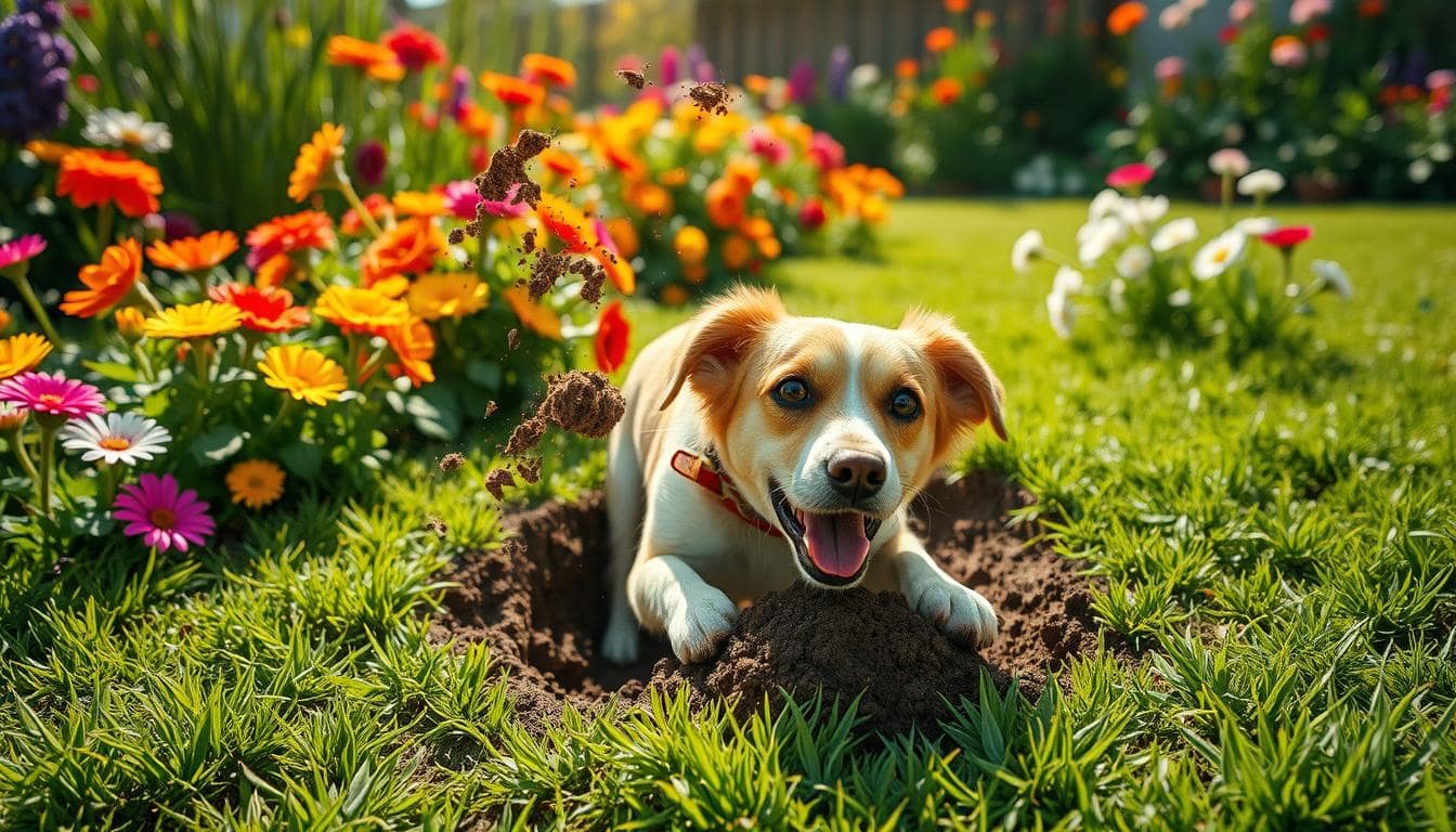 Cane scava giardino
